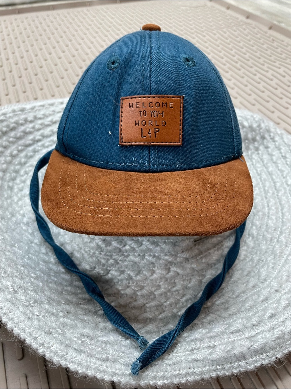 Kids Blue and Brown 'Welcome to My World' Strap‎ Cap
